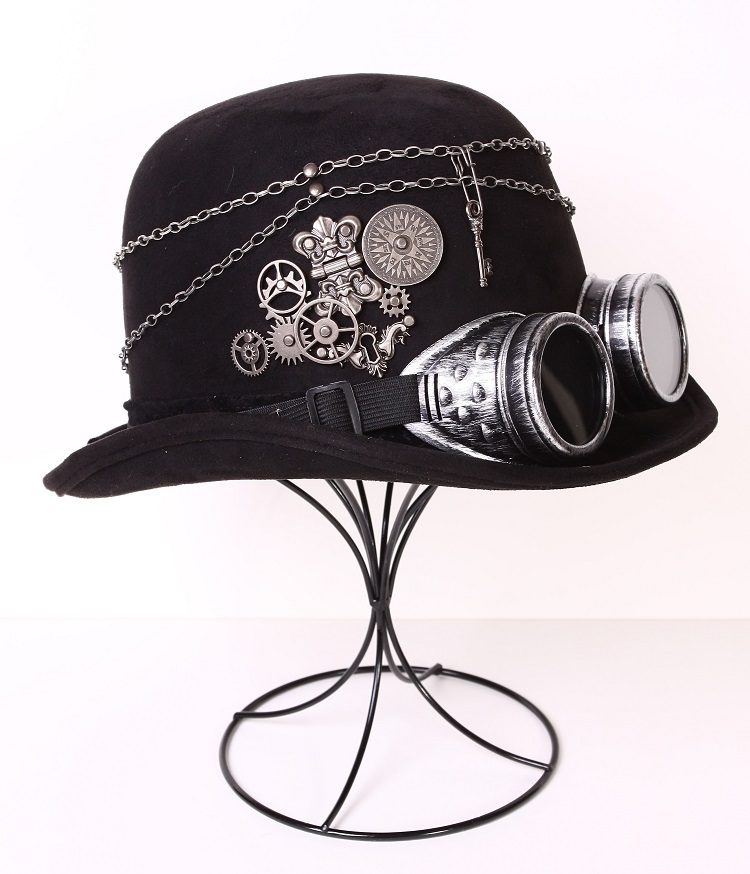 Steampunk - Black & Silver Derby Hat - Savor Designs